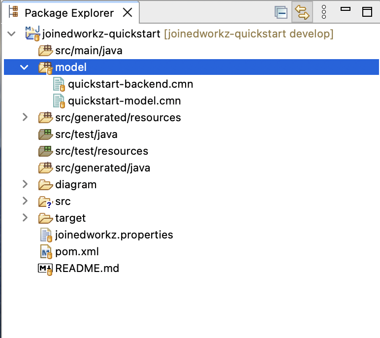 Imported project in package explorer